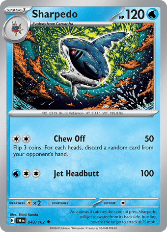 Sharpedo Temporal Forces Pokemon Card