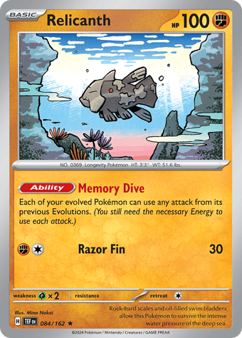Relicanth Temporal Forces Pokemon Card