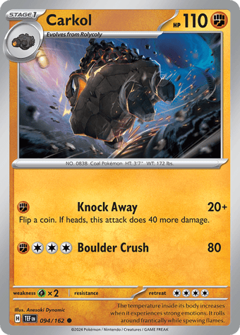 Carkol Temporal Forces Pokemon Card