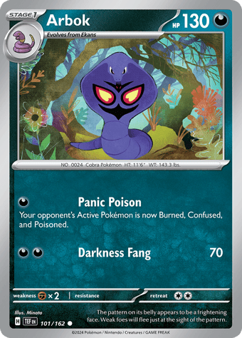 Arbok Temporal Forces Pokemon Card