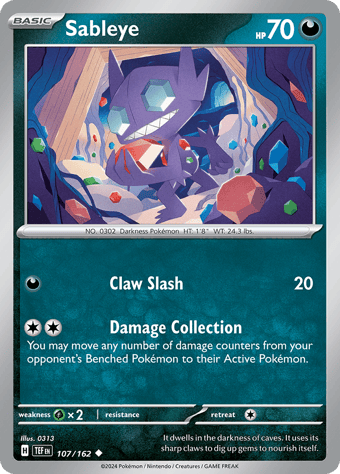 Sableye Temporal Forces Pokemon Card