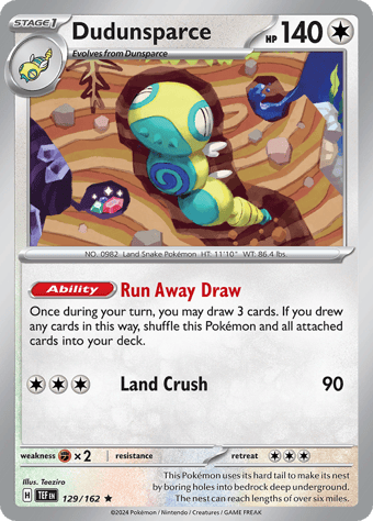 Dudunsparce Temporal Forces Pokemon Card
