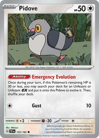 Pidove Temporal Forces Pokemon Card