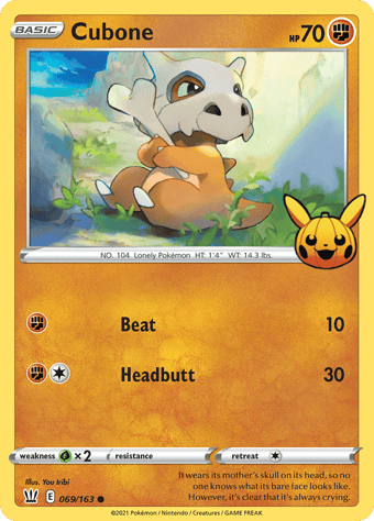 Cubone Trick or Trade Pokemon Card