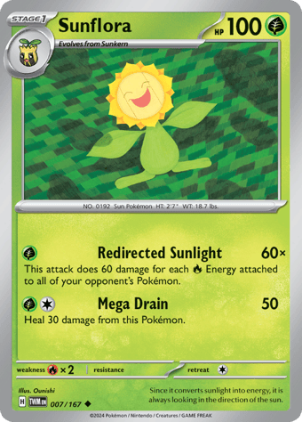 Sunflora Twilight Masquerade Pokemon Card