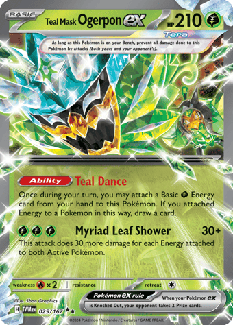 Teal Mask Ogerpon EX Twilight Masquerade Pokemon Card