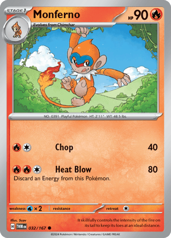 Monferno Twilight Masquerade Pokemon Card
