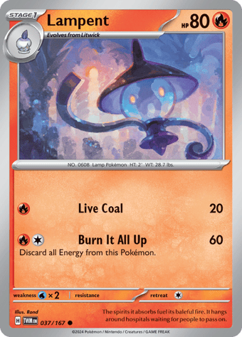 Lampent Twilight Masquerade Pokemon Card