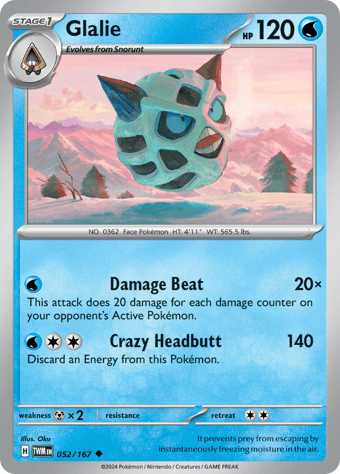 Glalie Twilight Masquerade Pokemon Card