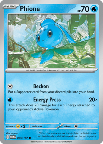 Phione Twilight Masquerade Pokemon Card