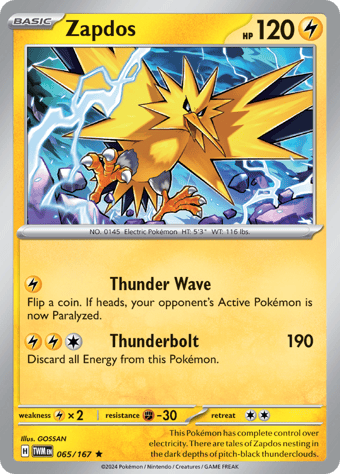 Zapdos Twilight Masquerade Pokemon Card