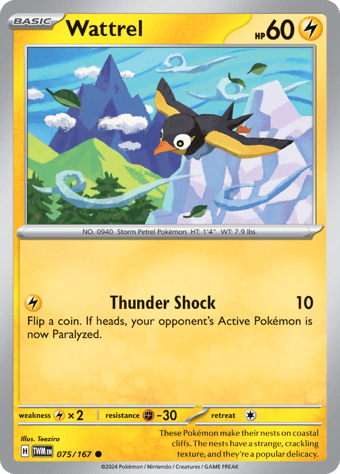 Wattrel Twilight Masquerade Pokemon Card