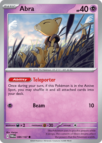 Abra Twilight Masquerade Pokemon Card