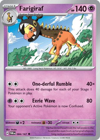Farigiraf Twilight Masquerade Pokemon Card