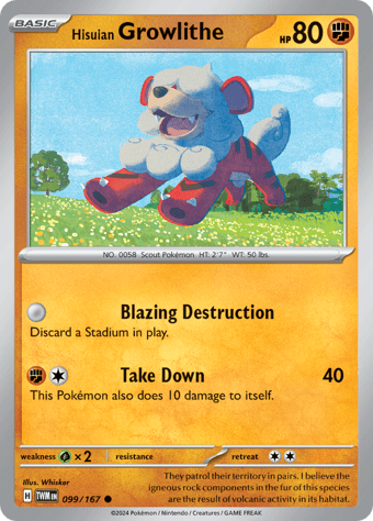 Hisuian Growlithe Twilight Masquerade Pokemon Card