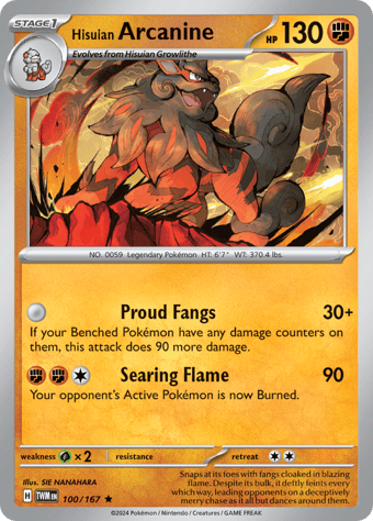 Hisuian Arcanine Twilight Masquerade Pokemon Card