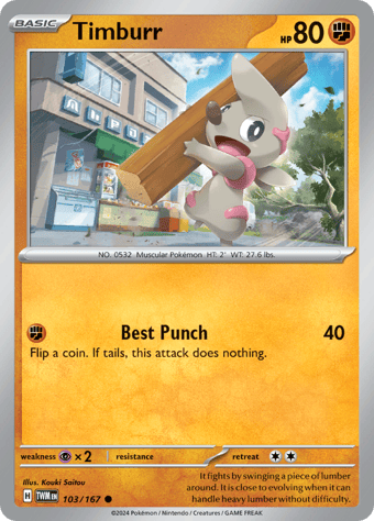 Timburr Twilight Masquerade Pokemon Card