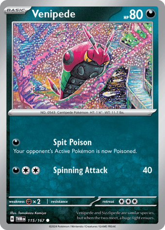 Venipede Twilight Masquerade Pokemon Card