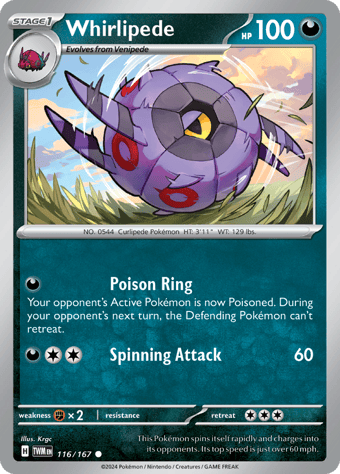Whirlipede Twilight Masquerade Pokemon Card