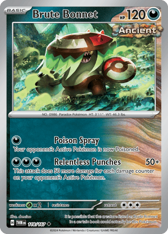 Brute Bonnet Twilight Masquerade Pokemon Card