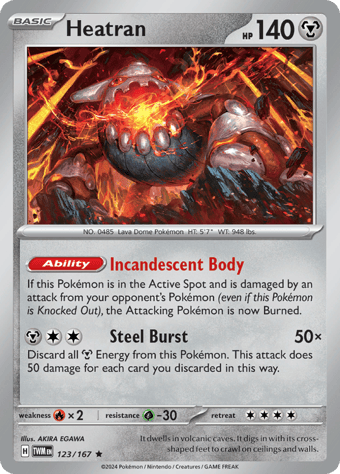 Heatran Twilight Masquerade Pokemon Card