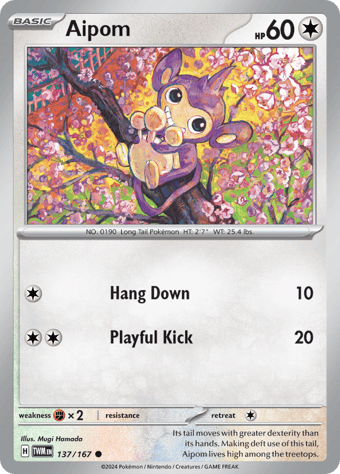 Aipom Twilight Masquerade Pokemon Card