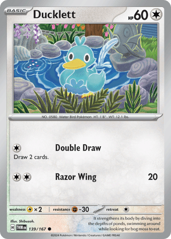 Ducklett Twilight Masquerade Pokemon Card