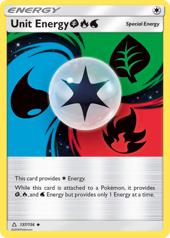 Unit Energy GrassFireWater Ultra Prism Pokemon Card