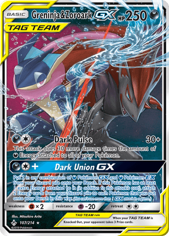 Greninja & Zoroark-GX Unbroken Bonds Pokemon Card