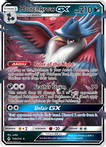 Honchkrow-GX Unbroken Bonds Pokemon Card