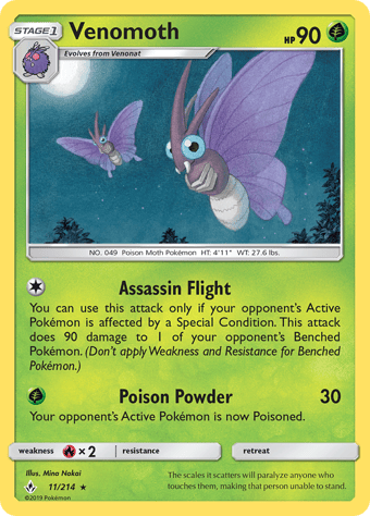 Venomoth Unbroken Bonds Pokemon Card