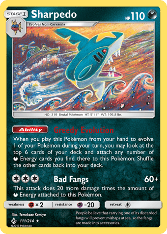 Sharpedo Unbroken Bonds Pokemon Card