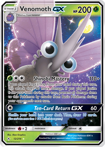 Venomoth-GX Unbroken Bonds Pokemon Card