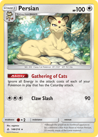 Persian Unbroken Bonds Pokemon Card