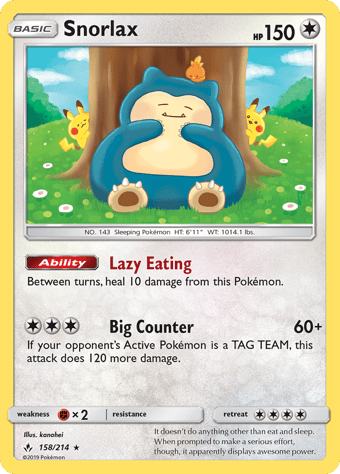 Snorlax Unbroken Bonds Pokemon Card
