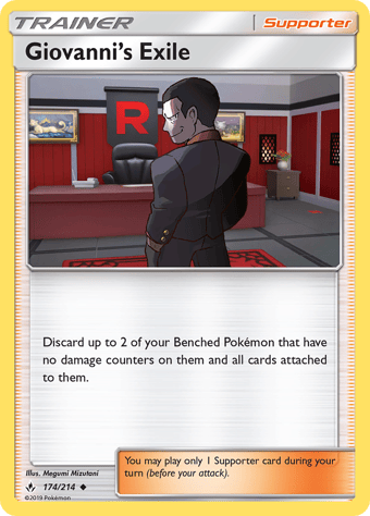 Giovanni's Exile Unbroken Bonds Pokemon Card