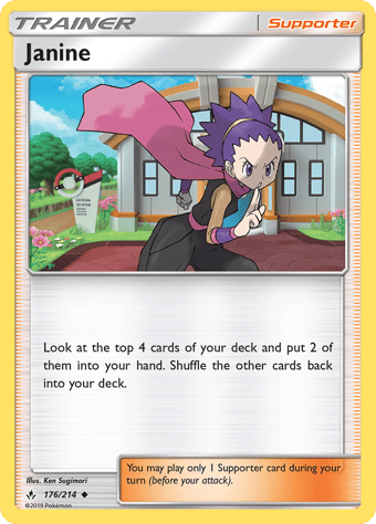 Janine Unbroken Bonds Pokemon Card