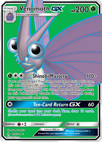 Venomoth-GX Unbroken Bonds Pokemon Card
