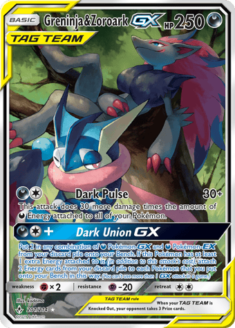 Greninja & Zoroark-GX Unbroken Bonds Pokemon Card