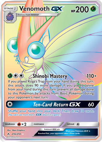 Venomoth-GX Unbroken Bonds Pokemon Card