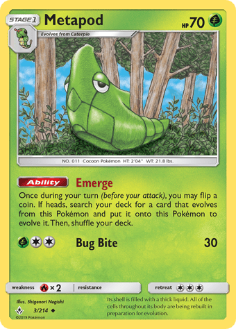 Metapod Unbroken Bonds Pokemon Card