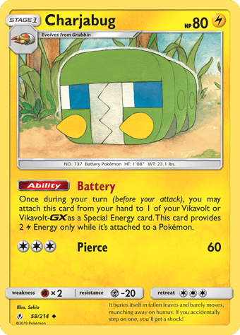 Charjabug Unbroken Bonds Pokemon Card