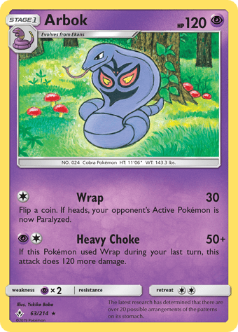 Arbok Unbroken Bonds Pokemon Card
