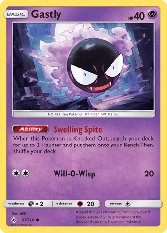 Gastly Unbroken Bonds Pokemon Card