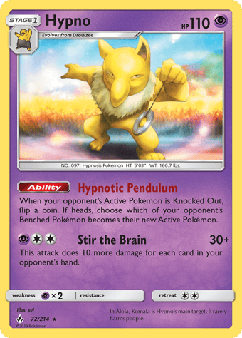 Hypno Unbroken Bonds Pokemon Card
