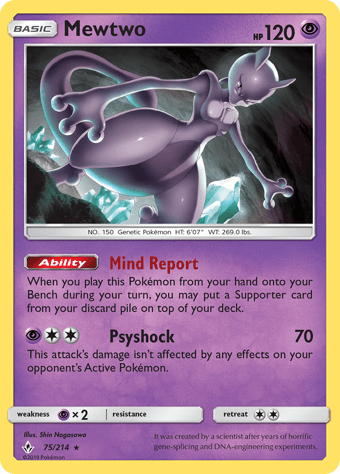 Mewtwo Unbroken Bonds Pokemon Card