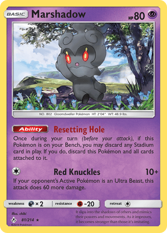 Marshadow Unbroken Bonds Pokemon Card