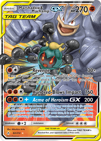 Marshadow & Machamp-GX Unbroken Bonds Pokemon Card