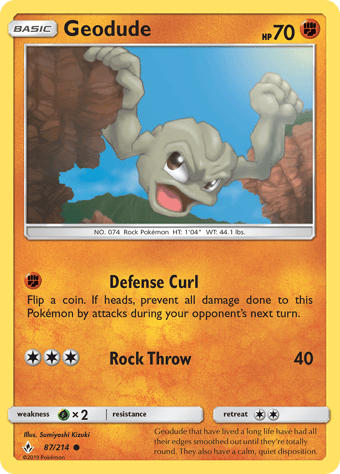 Geodude Unbroken Bonds Pokemon Card