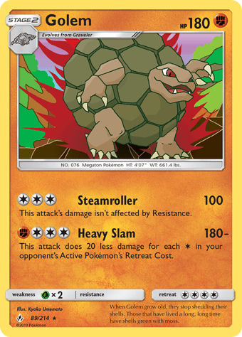 Golem Unbroken Bonds Pokemon Card